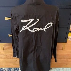 Karl Lagerfeld black button down shirt size S
